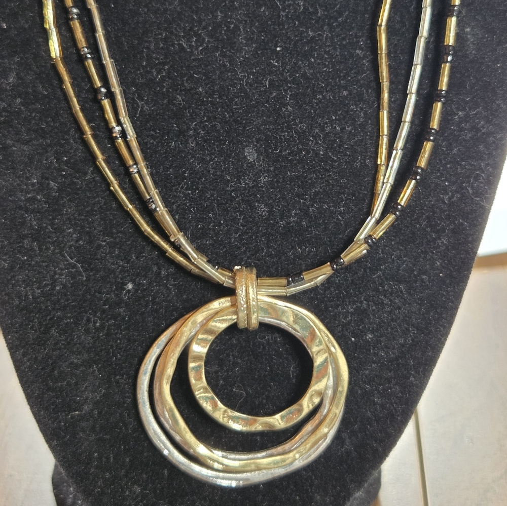Ruby Road Necklace, Gold and Silver Pendant